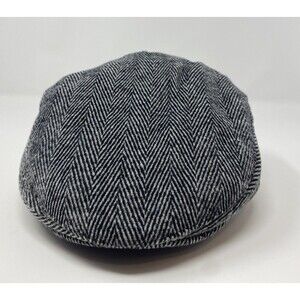 Wool Blend Herringbone Men’s Boys Sz 58 Flat Cap Newsboy Cabbie Hat Gatsby